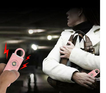 Woman with personal alarm